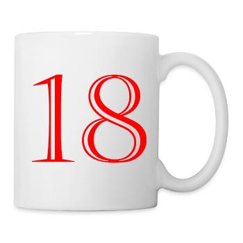 18. 18 JAHRE ALT. 18-JÄHRIGES JUBILÄUM. 18. GEBURTSTAG. - Tasse - Weiß - Rechts