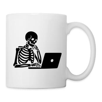Skeleton on laptop computer - Mug - white - Right