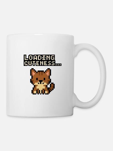 Ladezeit der Niedlichkeit Pixelkatze - Tasse - Weiß