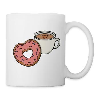 Perfekte Kombination Kaffeetasse und Herzdonut - Tasse - Weiß - Rechts