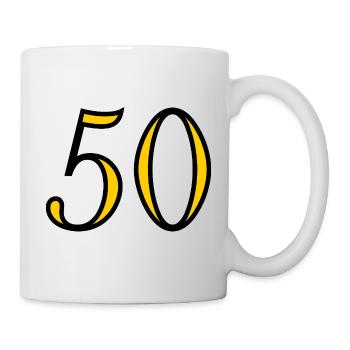 50. 50 JAHRE. 50-JÄHRIGES JUBILÄUM. 50-JÄHRIGES JUBILÄUM. - Tasse - Weiß - Rechts