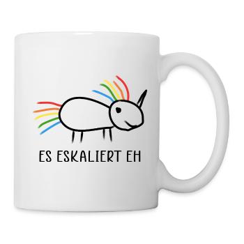 Es eskaliert eh Eskalation Party Einhorn  - Tasse - Weiß - Rechts
