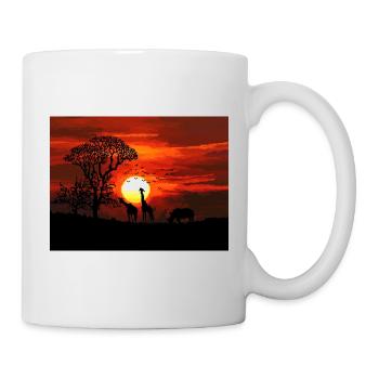 Retro Pixel Art African Savannah Sunset - Mug - white - Right