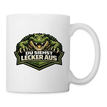 Krokodil Motiv mit: "Du siehst lecker aus" Spruch - Tasse - Weiß - Rechts