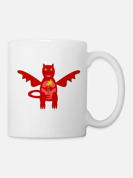 Patriotic Welsh Dragon with Daffodil flower - Mug - white