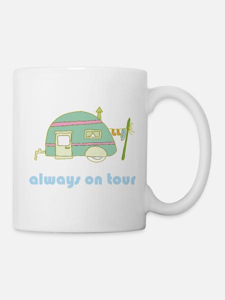 Always on Tour Retro-Wohnwagen - Tasse - Weiß