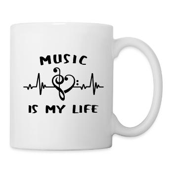 La musique, c’est ma vie - clé - cœur - musique - Mug blanc - blanc - Droite