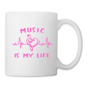 La musique, c’est ma vie - clef heart beats - Mug blanc - blanc - Droite