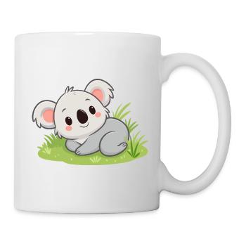 Koala câlin dans l'herbe - Mug blanc - blanc - Droite