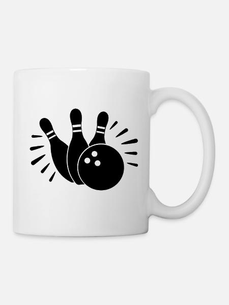 Bowlingkugel und Kegel - Tasse - Weiß