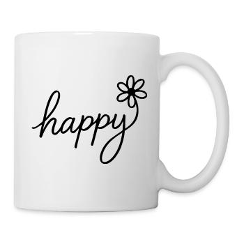 Cheerful hand lettering with flower - Mug - white - Right