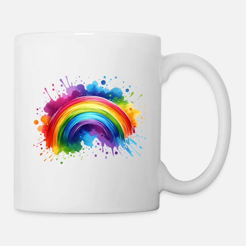 Regenbogen Watercolor Wasserfarben bunt - Tasse - Weiß