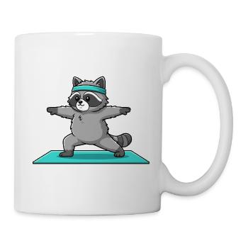 Yoga-Waschbär-Tier führt Krieger-Pose aus - Tasse - Weiß - Rechts