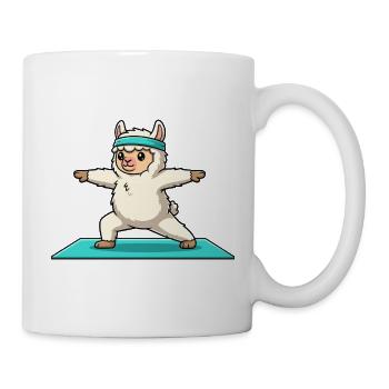 Yoga Llama Alpaca Macht Krieger-Pose - Tasse - Weiß - Rechts