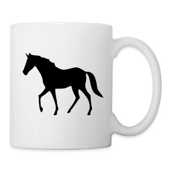 Pferde Silhouetten schwarz Geschenk Reiter - Tasse - Weiß - Rechts