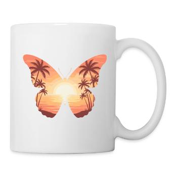 Sonnenuntergangsschmetterling am Strand - Tasse - Weiß - Rechts