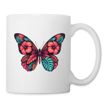 Tropischer Blütenfalterzauber - Tasse - Weiß - Rechts