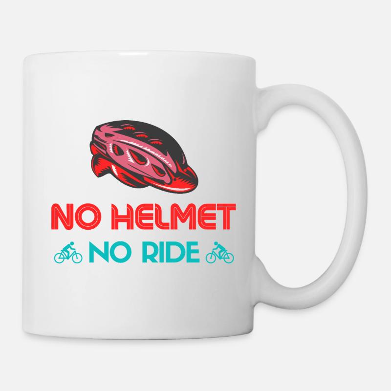 No Helmet No Ride Bicycle Motif - Mug - white