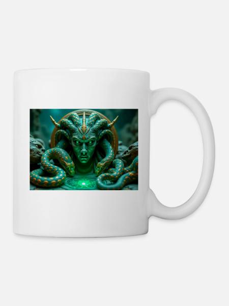 Méduse, Gorgone aux cheveux de serpent au regard pétrifiant - Mug blanc - blanc