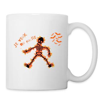 Je veux du sucre – squelette Halloween drôe - Mug blanc - blanc - Droite