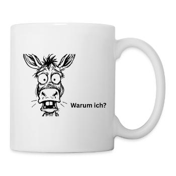 Der verzweifelte Esel fragt: Warum ich? Cartoon - Tasse - Weiß - Rechts