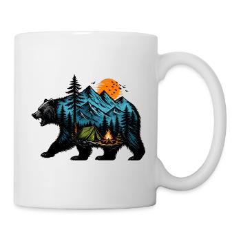 Night camping: mountain and fire - Mug - white - Right