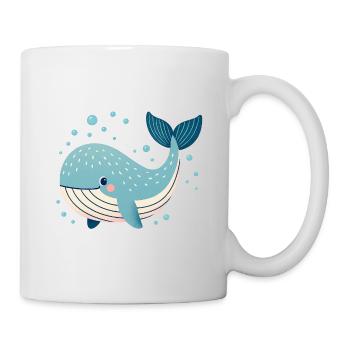 Blue Whale with Bubbles - Mug - white - Right