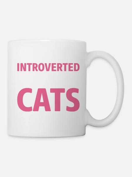 Introverted discuss with cat - Mug - white