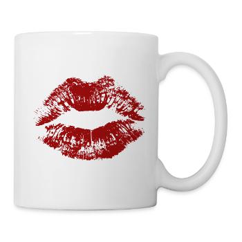 Kussmund Lippenstift Abdruck Geschenk  - Tasse - Weiß - Rechts