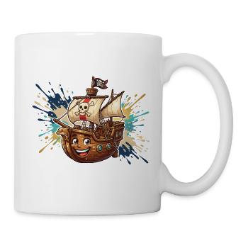 Aventure du navire pirate riant - Mug blanc - blanc - Droite