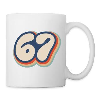 67 - Sixty Seven Nummer 67 Vintage Retro Meme Six - Tasse - Weiß - Rechts