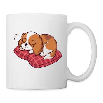 Chiot endormi sur oreiller à carreaux - Mug blanc - blanc - Droite