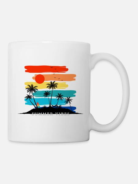  Summer Sunset Palm Trees Design Tropical  - Mug - white