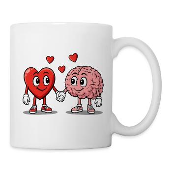 Herz und Gehirn Verbunden - Tasse - Weiß - Rechts