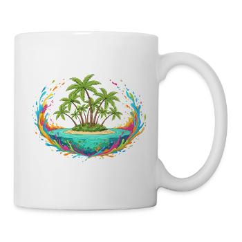 Tropische Palmeninsel Farbenspiel - Tasse - Weiß - Rechts