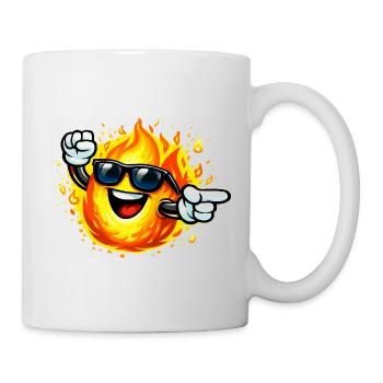 Fire Emoticon with Sunglasses - Mug - white - Right