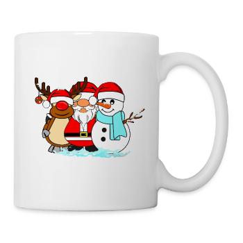 Winterfreude Trio Santa, Rentier & Schneemann - Tasse - Weiß - Rechts