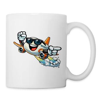 Cheerful airplane with sunglasses - Mug - white - Right