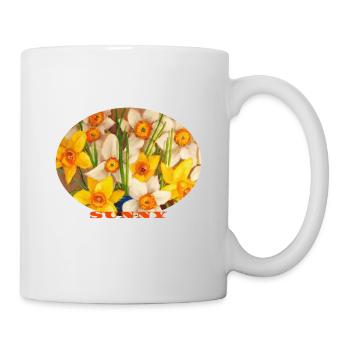 Sunny - Art ovale jaune éclatant de jonquilles - Mug blanc - blanc - Droite