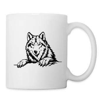 Wolf mit Pfoten schwarz - Tasse - Weiß - Rechts