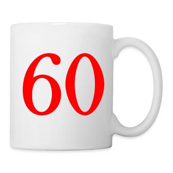 60. 60 JAHRE. 60-JÄHRIGES JUBILÄUM. 60. GEBURTSTAG. - Tasse - Weiß - Rechts