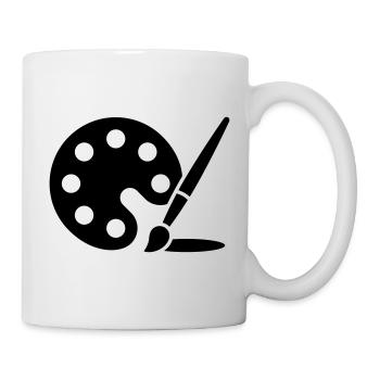 Malerei, Farbpalette, Pinsel, Kunst Symbol - Tasse - Weiß - Rechts