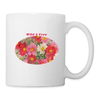 	Wild and Free - Vibrant Cosmos Flower Ellipse - Mug - white - Right