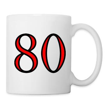 80. 80 JAHRE. 80. JUBILÄUM. 80-JAHRES-JUBILÄUM. - Tasse - Weiß - Rechts