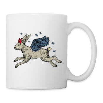 Winged hare in star flight - Mug - white - Right