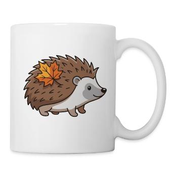 Hedgehog Autumn Leaf Cute Animal - Mug - white - Right