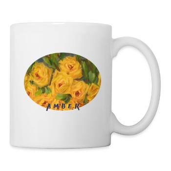 Leuchtend gelbe Rosen-Makro-Ellipse - Tasse - Weiß - Rechts