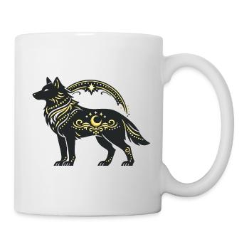 Mondwolf mit Goldornamenten - Tasse - Weiß - Rechts