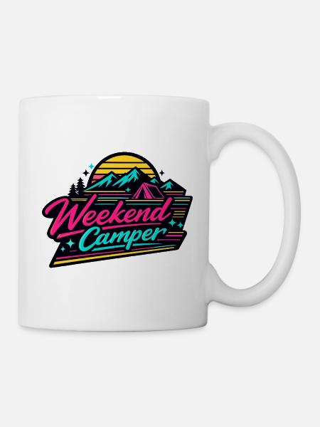 Weekend Camper Neon Retro - Tasse - Weiß