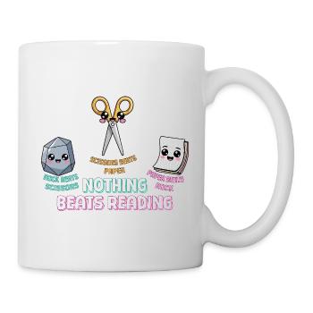 Cute Nothing Beats Reading Book Rock Paper Scissor - Mug - white - Right